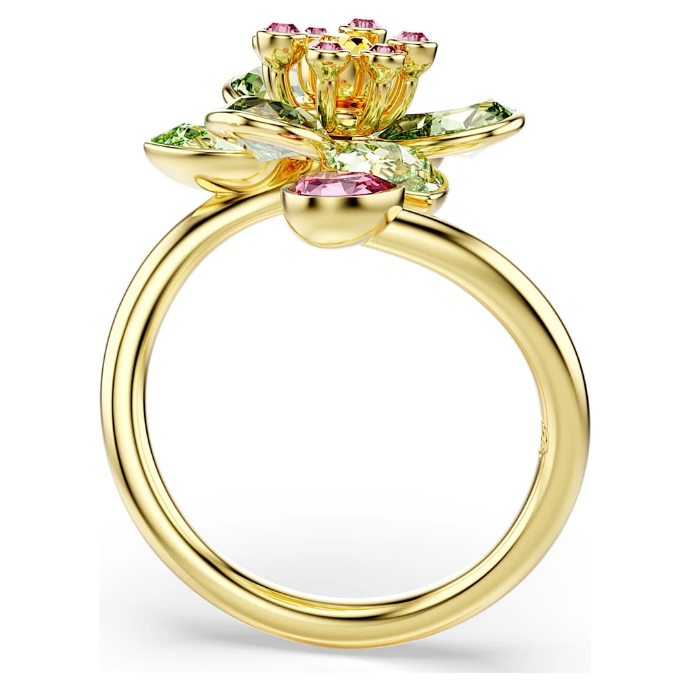 Shop Swarovski Idyllia open ring, Mixed cuts, Flower, Green