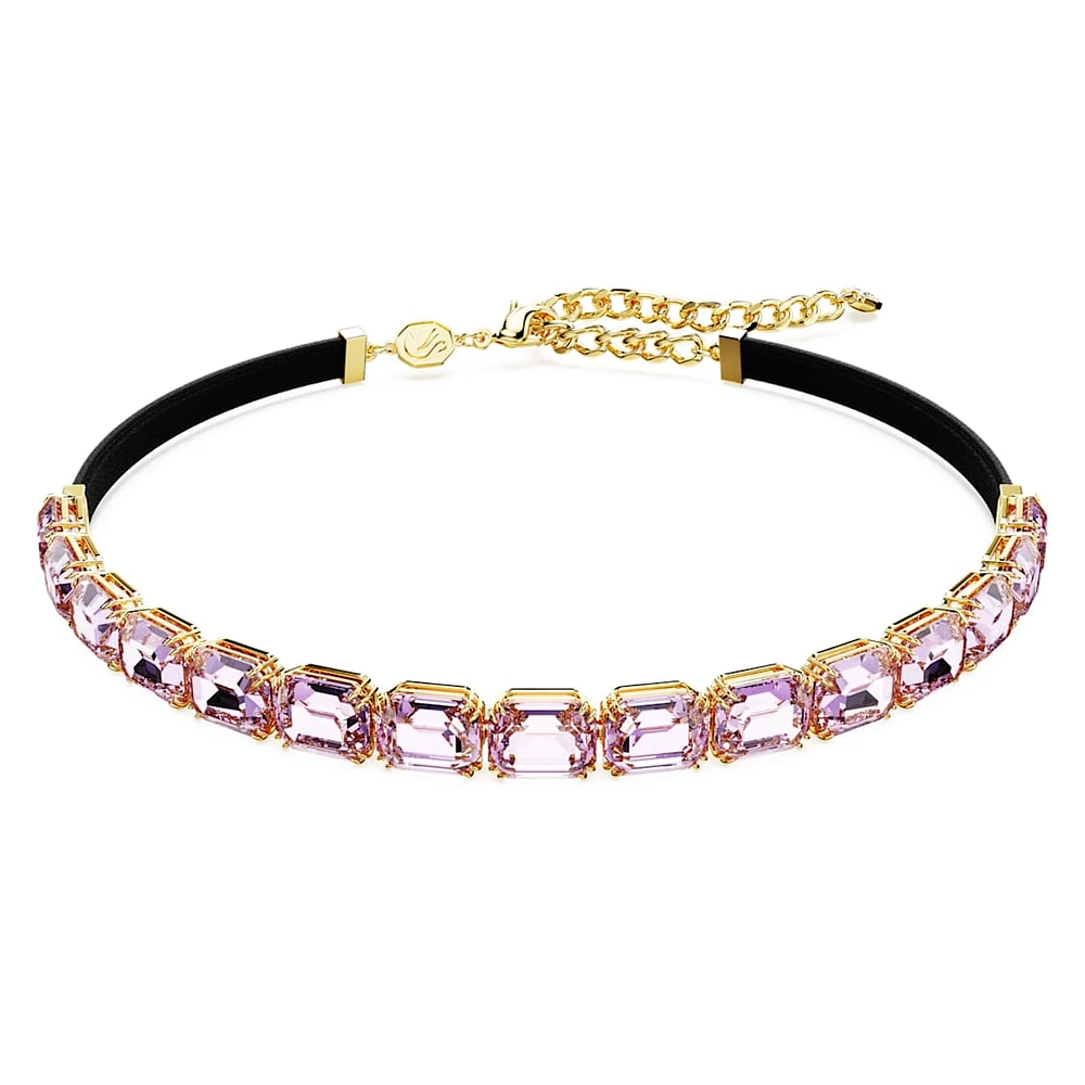 Swarovski Millenia Tennis choker, Octagon cut, Purple, Gold