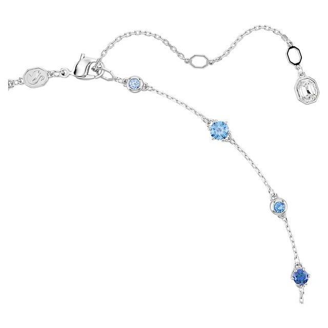 Swarovski Gema necklace, Mixed cuts, Blue, Rhodium plated by