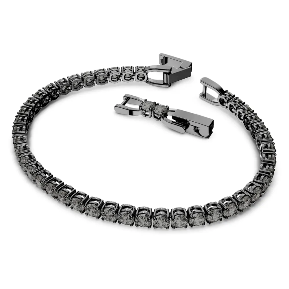 Swarovski Tennis Deluxe bracelet Round cut Grey Ruthenium