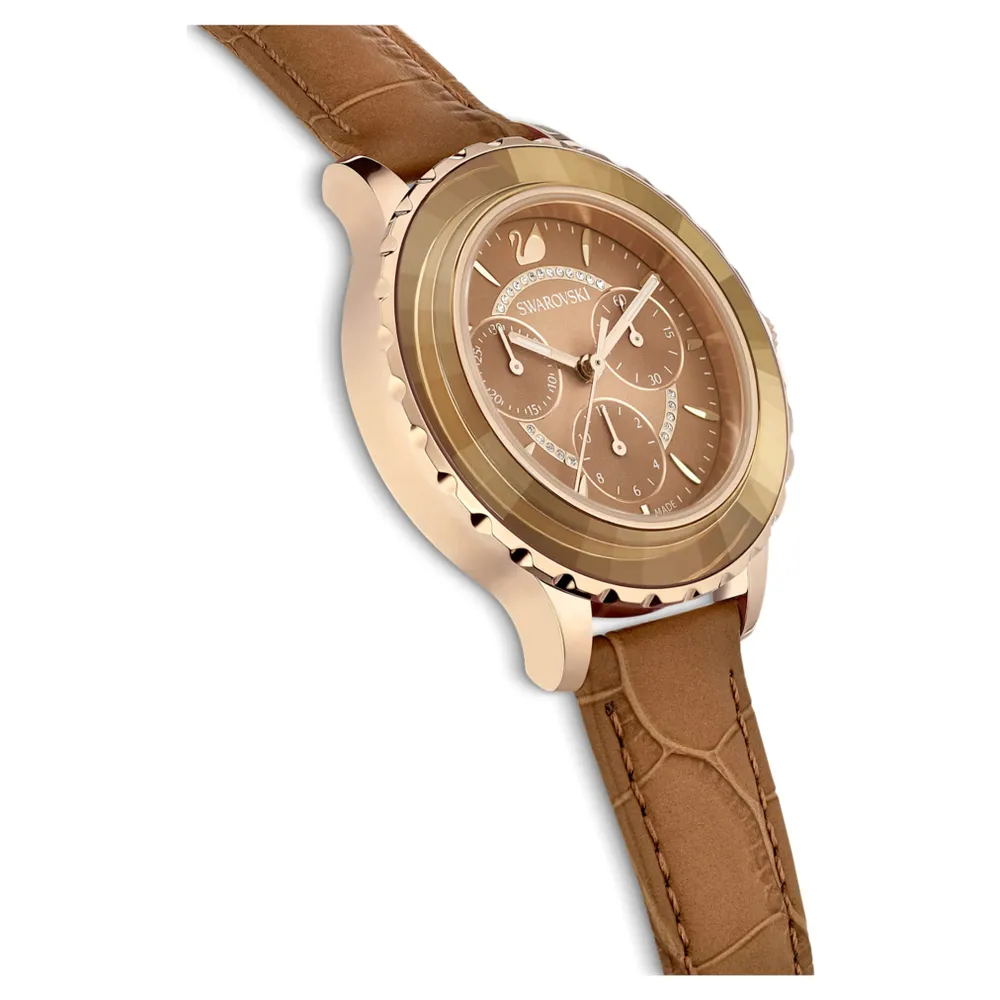 Swarovski Octea Lux Chrono watch Swiss Made Leather strap Brown