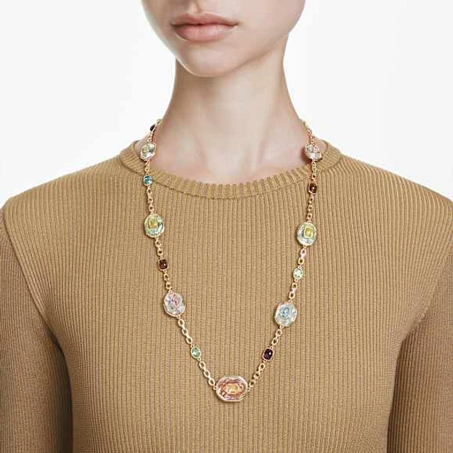 Swarovski Chroma strandage, Octagon cut, Multicolored, Gold
