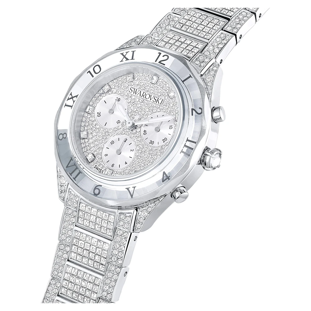 Swarovski Dextera lux watch, Swiss Made, Metal bracelet, Silver