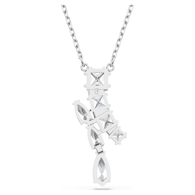 Swarovski Matrix pendant, Mixed cuts, Heart, White, Rhodium