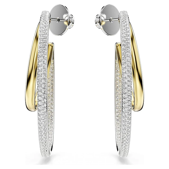 Swarovski Hyperbola hoop earrings, Round cut, Medium, White