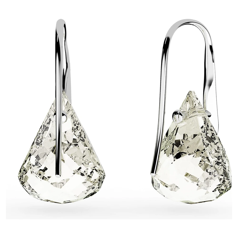 Swarovski Lunar drop earrings, Grey, Rhodium plated by