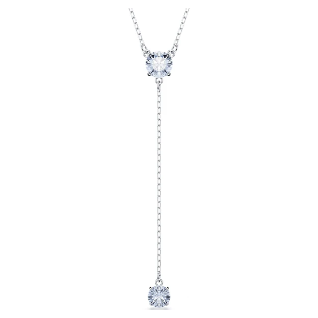 Shop Swarovski Attract Y necklace, Round cut, Blue, Rhodium