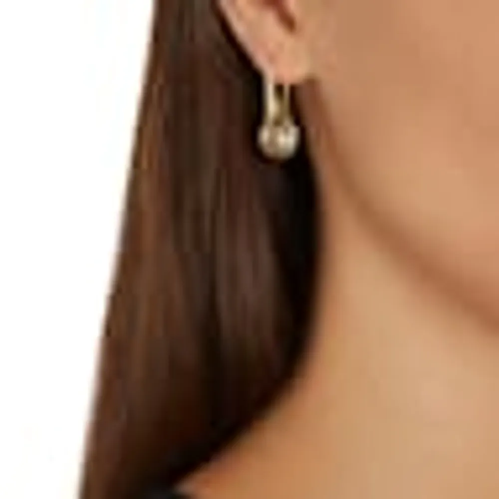 Swarovski Energic drop earrings Brown Gold tone plated by