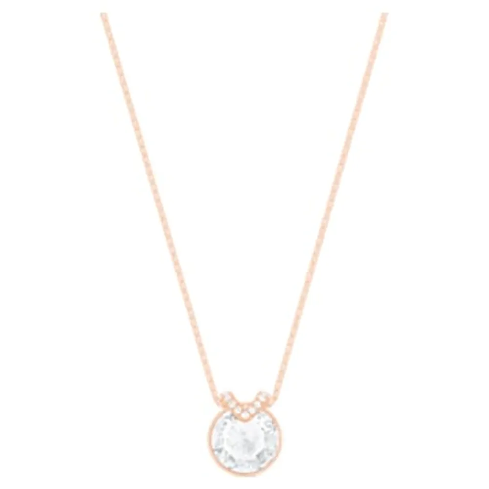 Swarovski Bella V pendant Round cut White Rose gold tone plated