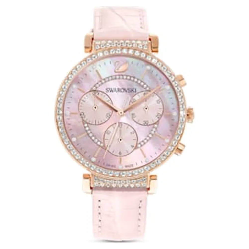 Swarovski Passage Chrono watch Swiss Made Leather strap Pink