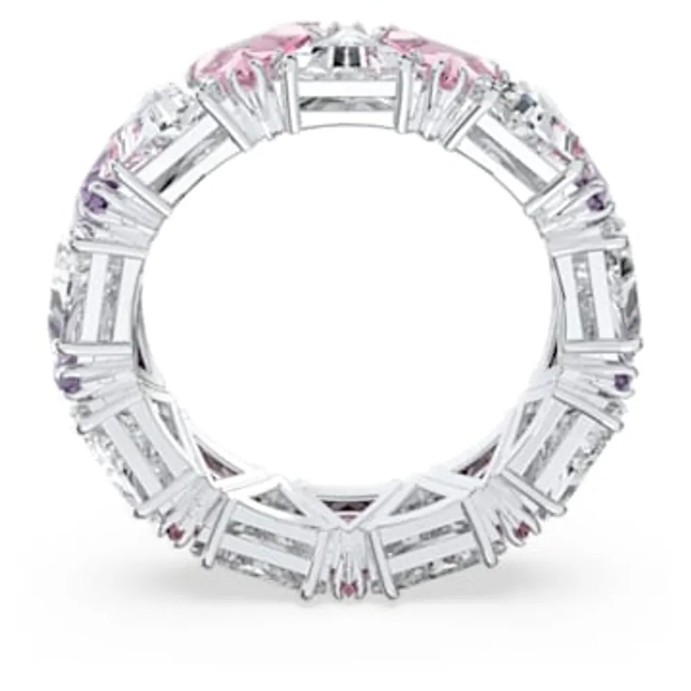 Swarovski Ortyx cocktail ring, Triangle cut, Purple, Rhodium