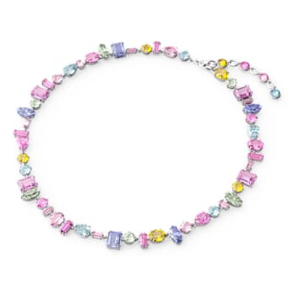 Swarovski + Gema necklace, Mixed cuts, Multicoloured, Rhodium