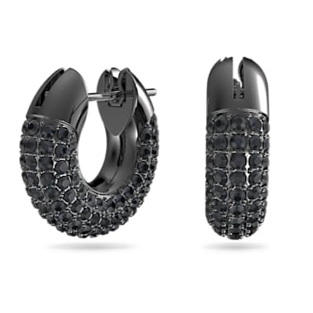 Swarovski Dextera hoop earrings Small Black Ruthenium plated by