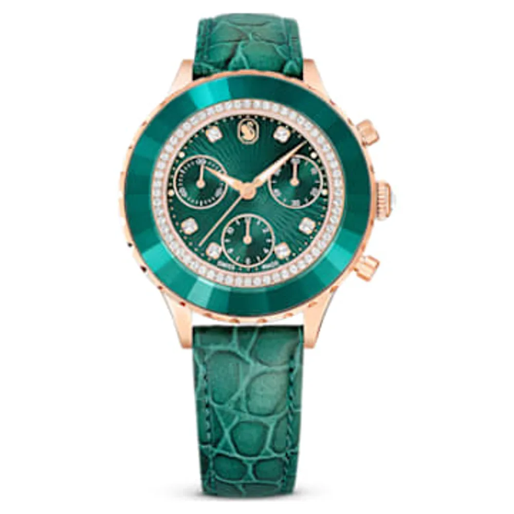 Women's chronograph watch clearance leather strap