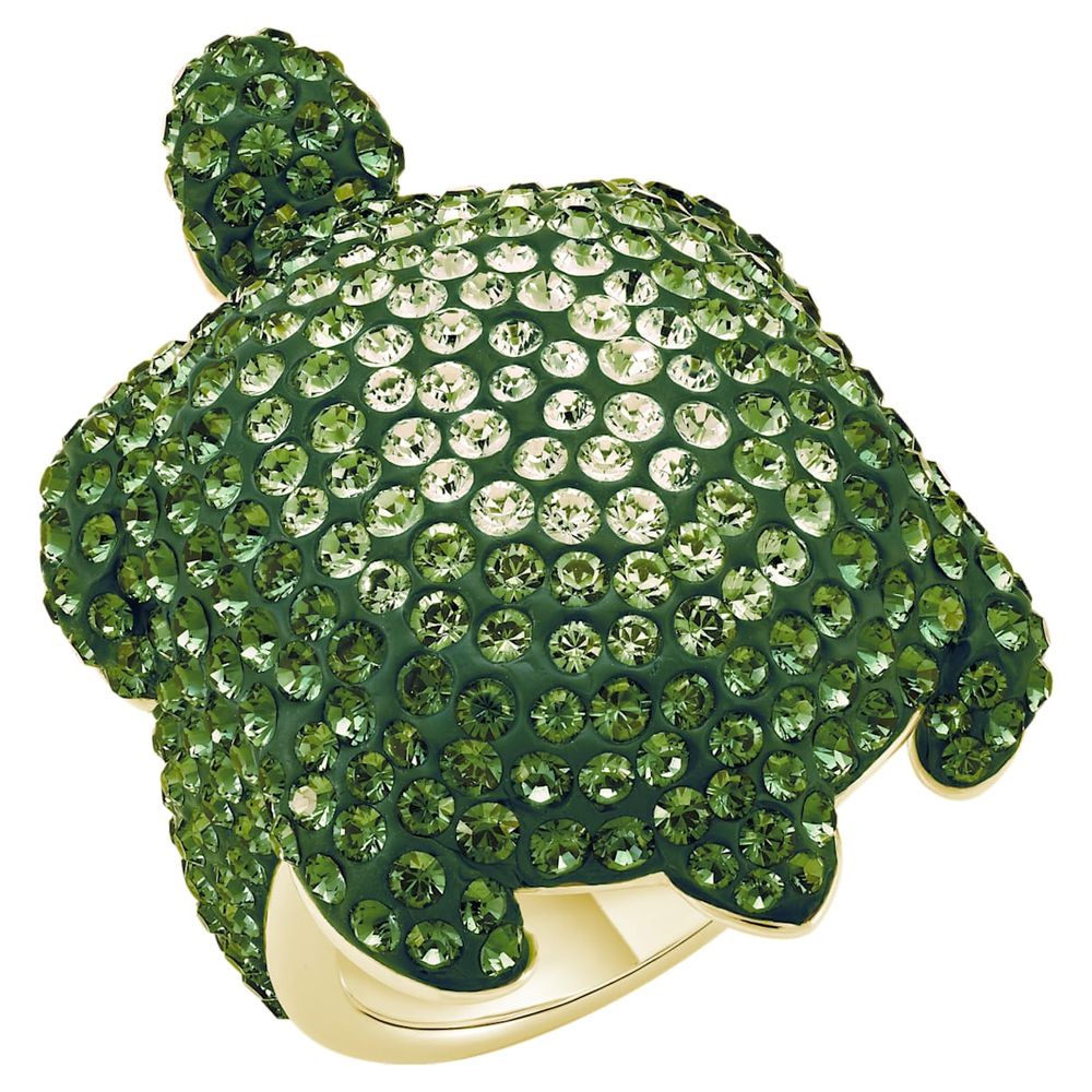 Swarovski Mustique Sea Life Turtle Ring, Large, Green, Gold-tone plated ...