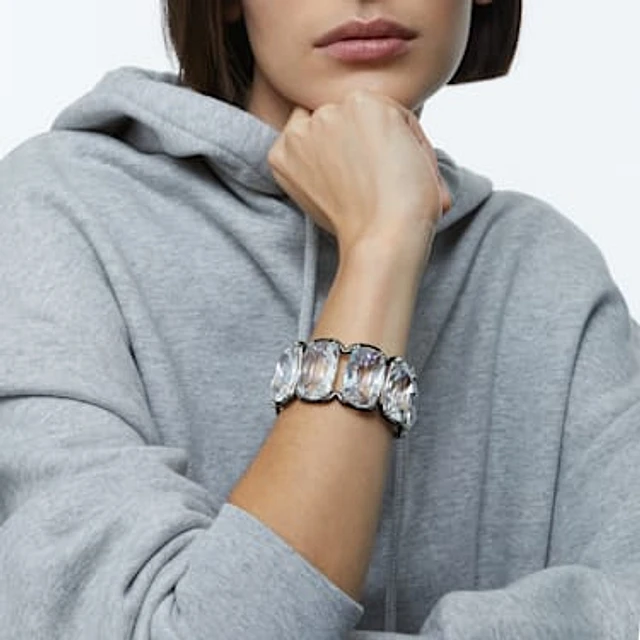 Swarovski Harmonia cuff, Oversized floating crystals, White, Mixed ...