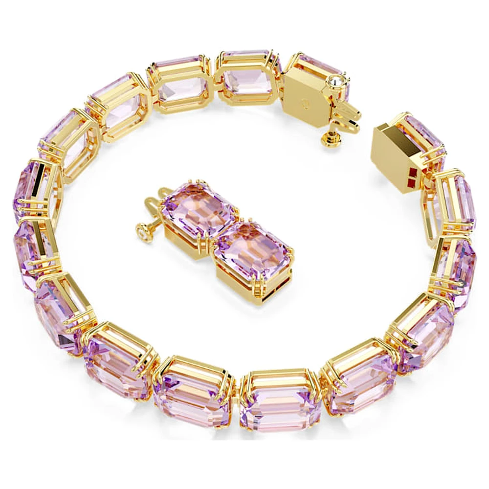 Swarovski Millenia Tennis bracelet, Octagon cut, Purple, Gold-tone ...
