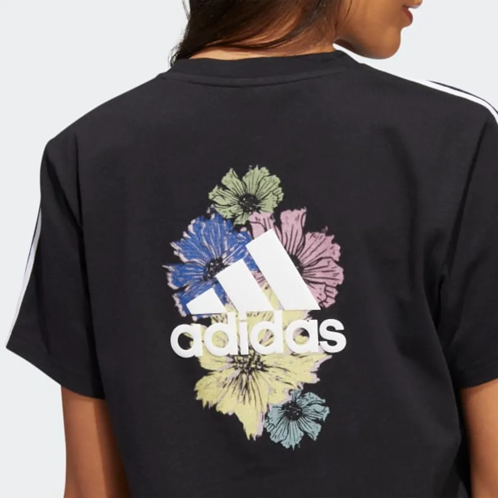 Adidas Vestido Playera Estampado Floral 3 Franjas Paseo