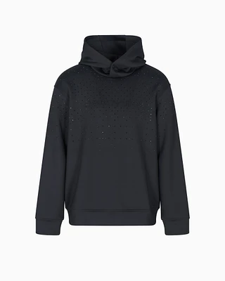 EMPORIO ARMANI Double-jersey hooded sweatshirt with flocked