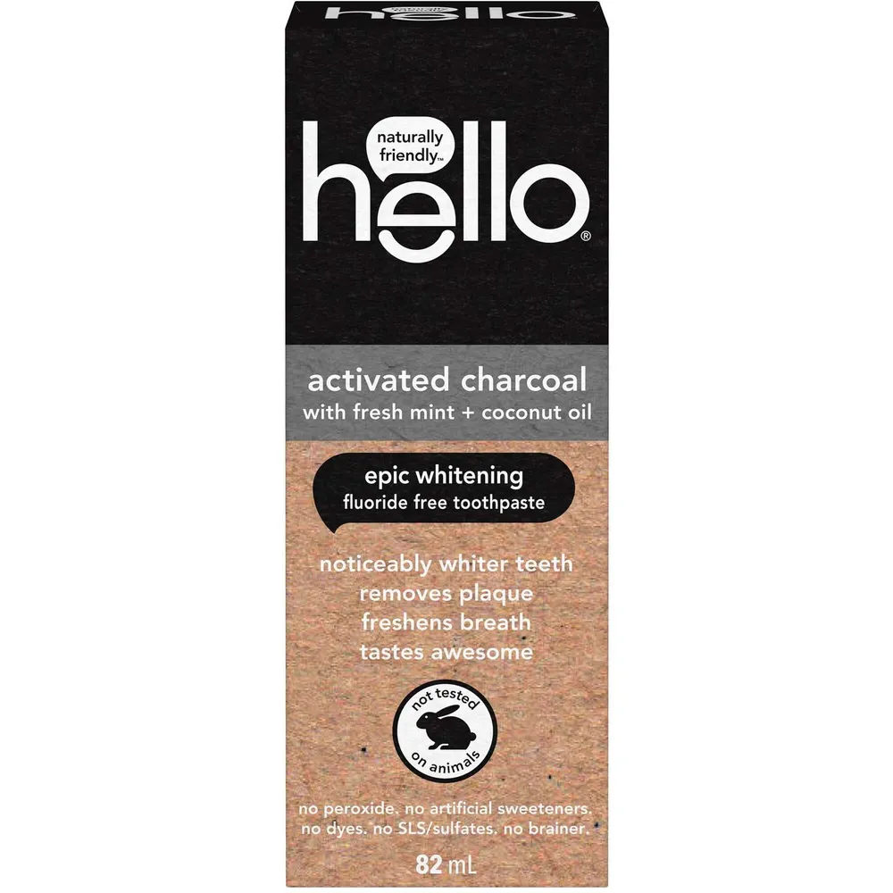 Hello Activated Charcoal Fluoride Free Toothpaste 82 mL Niagara Pen