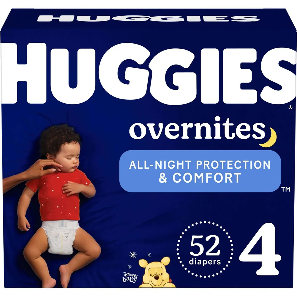 Huggies Overnites Nighttime Baby Diapers Size 4 52 Count