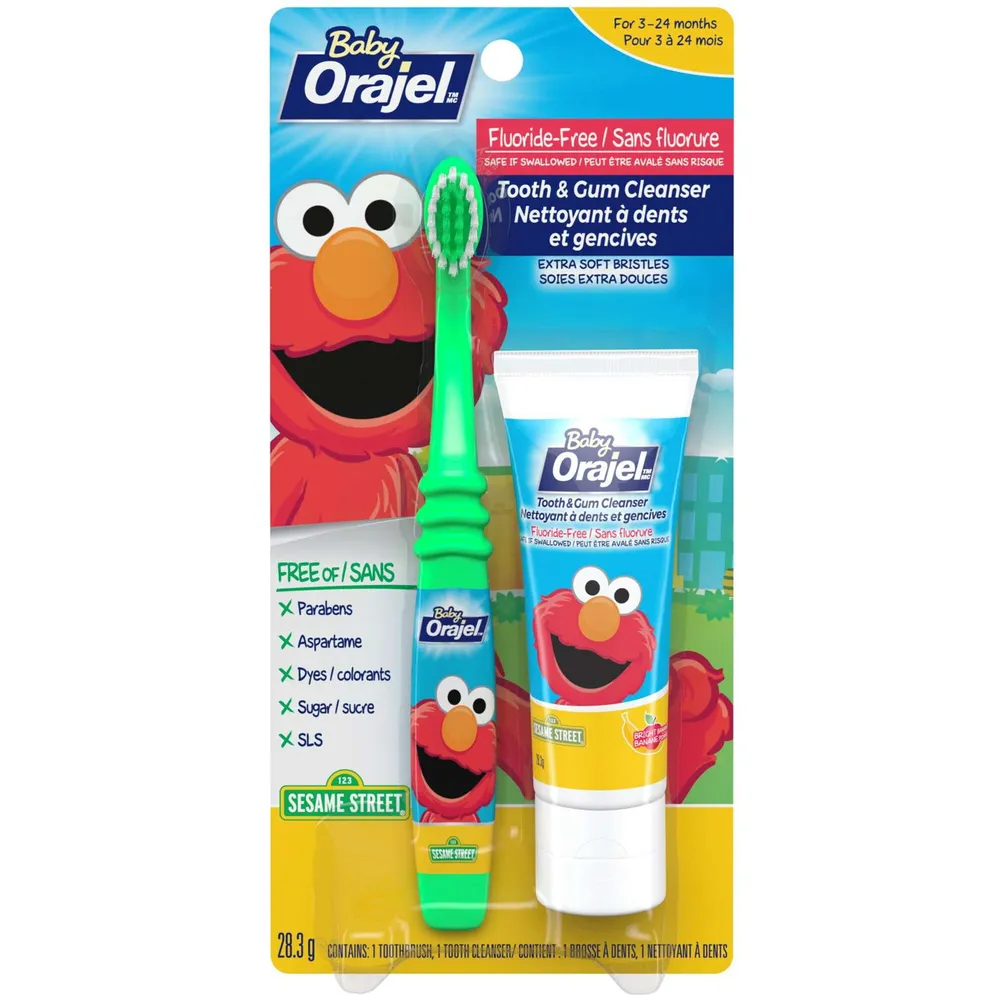 Orajel Elmo Fluoride Free Tooth and Gum Cleanser with Toothbrush