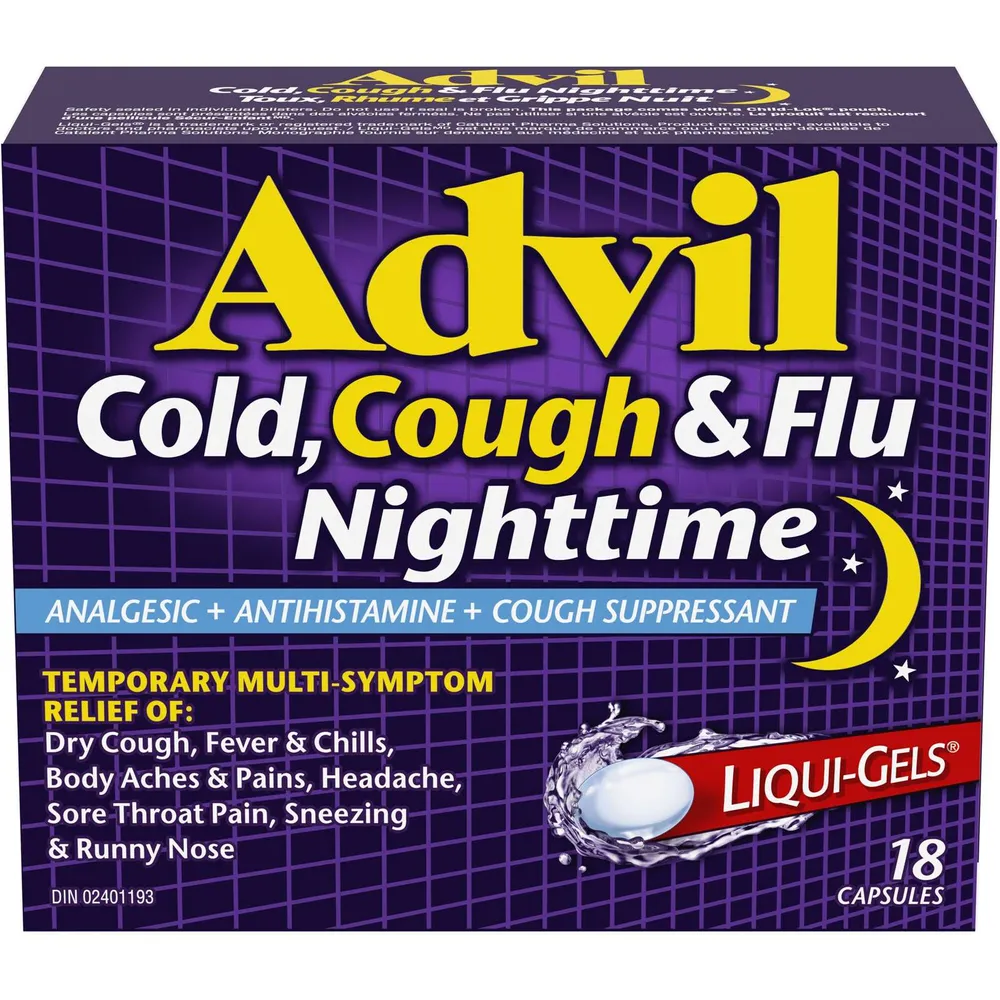 Advil Cold, Cough & Flu Nighttime Analgesic+Antihistamine+Cough