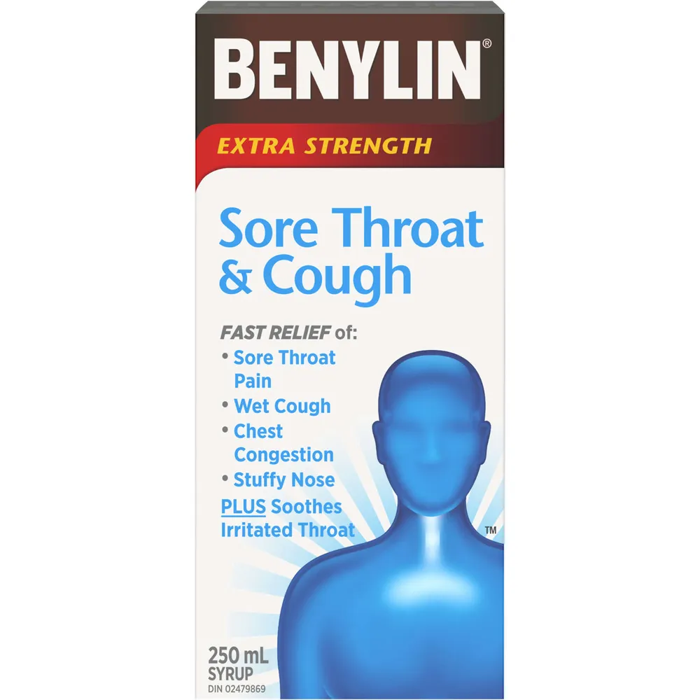 Benylin Extra Strength Sore Throat & Cough Relief Syrup The Pen Centre