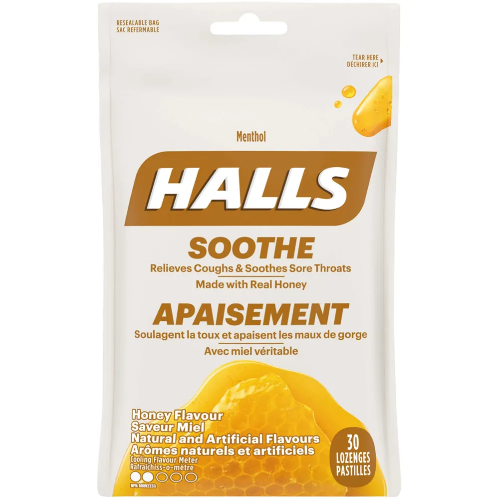Halls Soothe Menthol Honey Flavour, 30 Cough Drops The Pen Centre