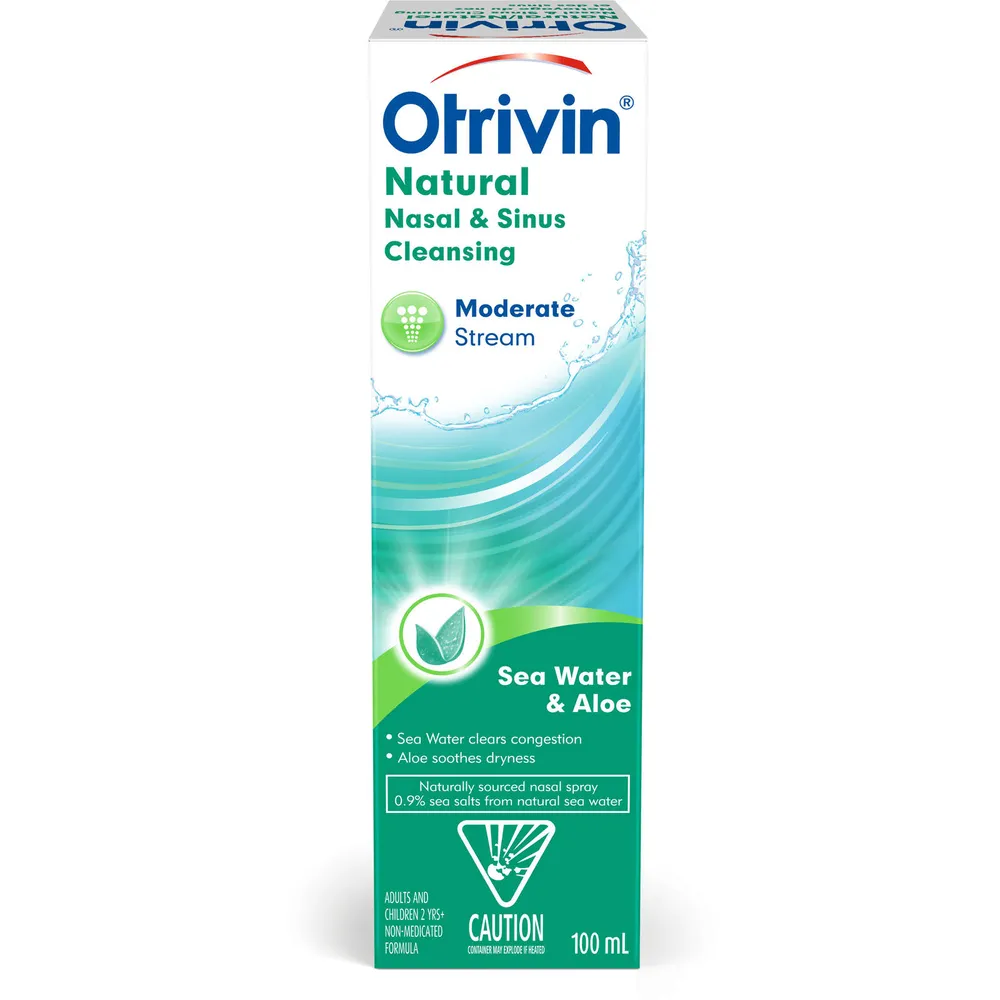 Otrivin Moderate Stream Saline Nasal Decongestant Spray Sea Water