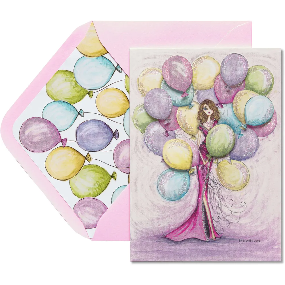 Papyrus Birthday Card for Her (Girl with Balloons) Niagara Pen Centre