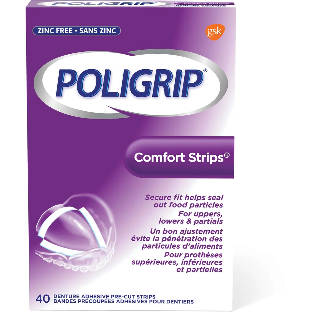 Poligrip Comfort Strip Denture Adhesive, 40 count Niagara Pen Centre