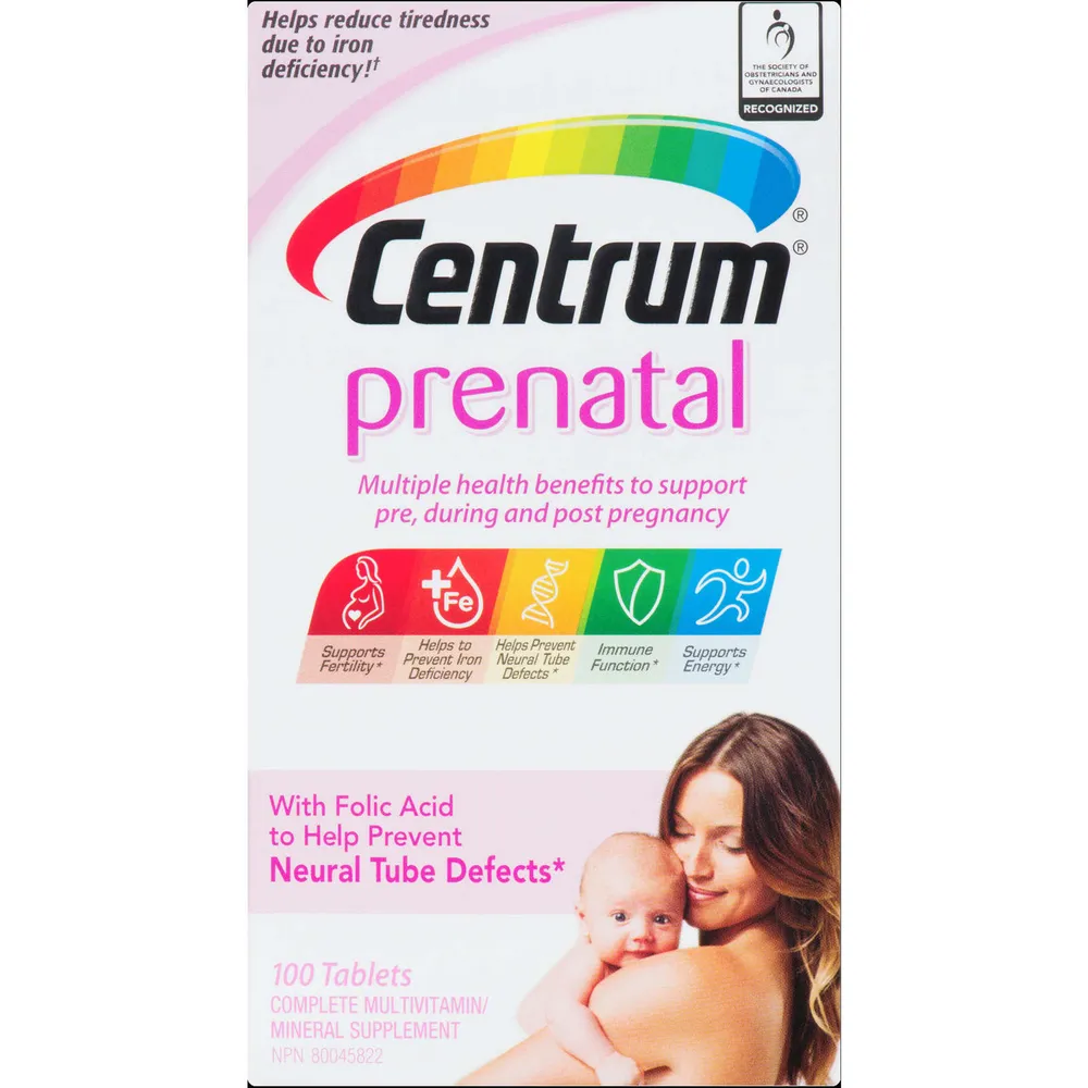 Centrum Prenatal Multivitamin Supplement Tablets, 100 Count Niagara