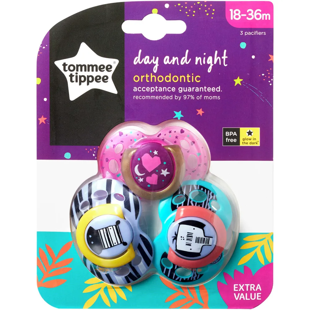 Tommee Tippee Day Night Pacifiers Orthodontic Design BPA Free