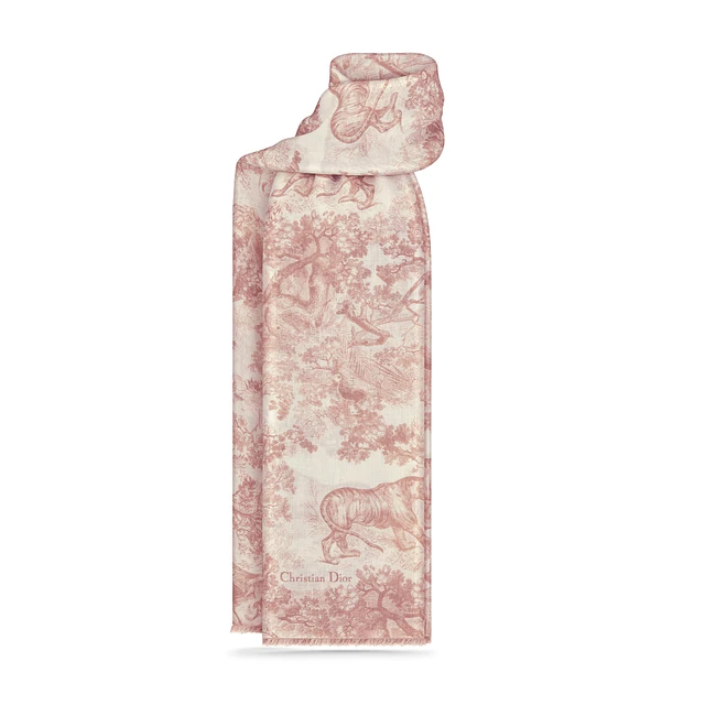 Toile de Jouy Sauvage 90 Square Scarf Ivory and Navy Blue