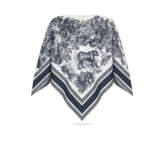 5色展開【DIOR】Toile de Jouy Sauvage ミッツァ スカーフ☆ Toile de Jouy Sauvage Mitzah Scarf Ivory and Gray Silk Twill