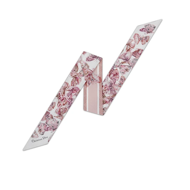 Christian Dior スカーフ archive Dior Camo Papillon 90 Square Scarf White and Sky Blue Silk