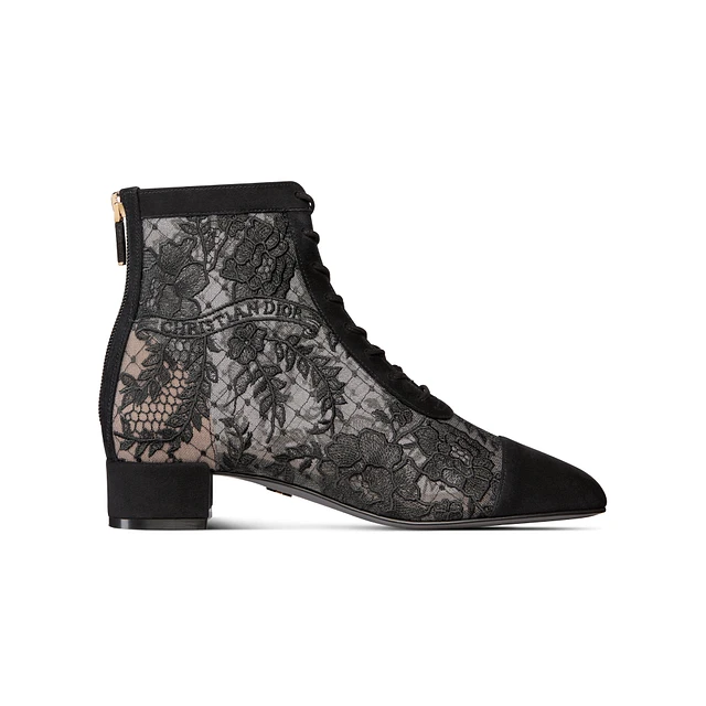 Christian Dior★D-Fight ショートブーツ D-Fight Ankle Boot Black Calfskin and Leather-Effect Stretch