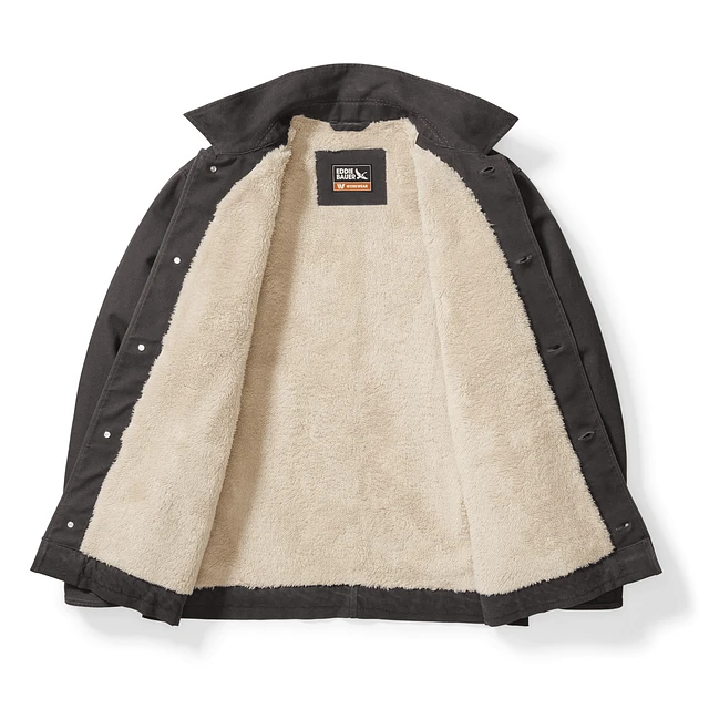 Eddie Bauer Elkhorn Faux Shearling-Lined Canvas Shirt Jacket at
