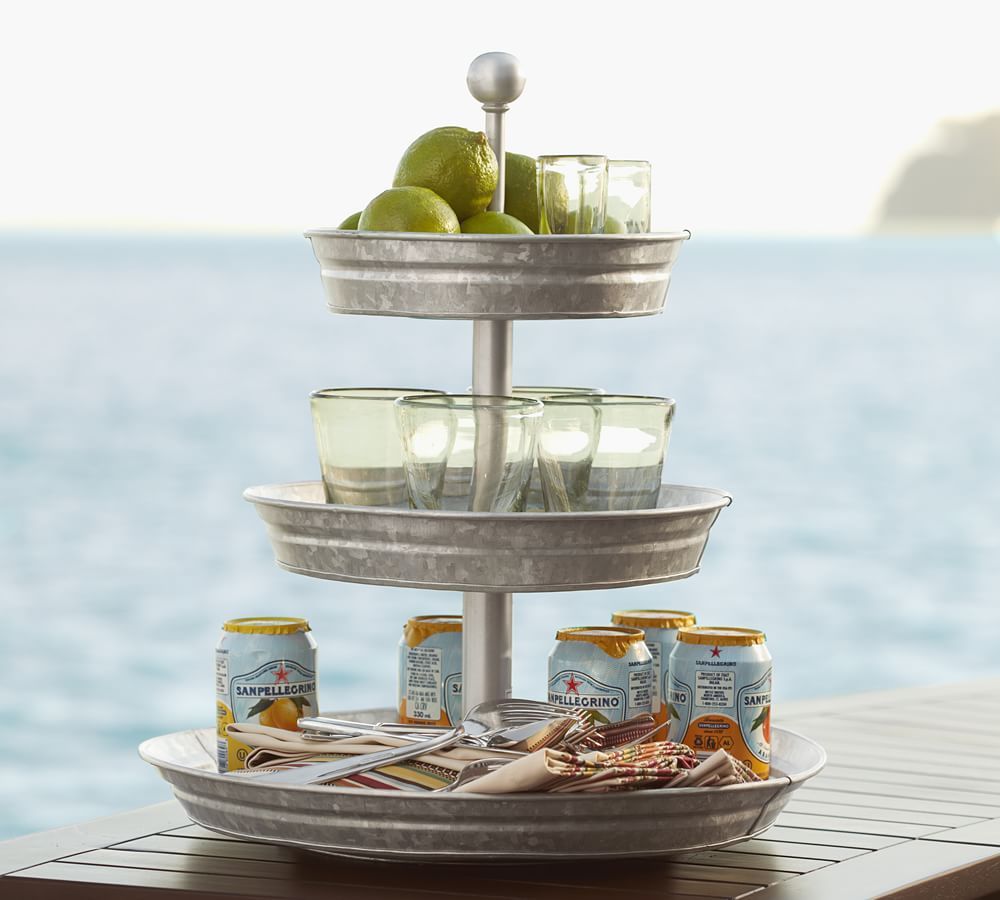 Pottery Barn Galvanized Metal Three Tiered Stand The Summit