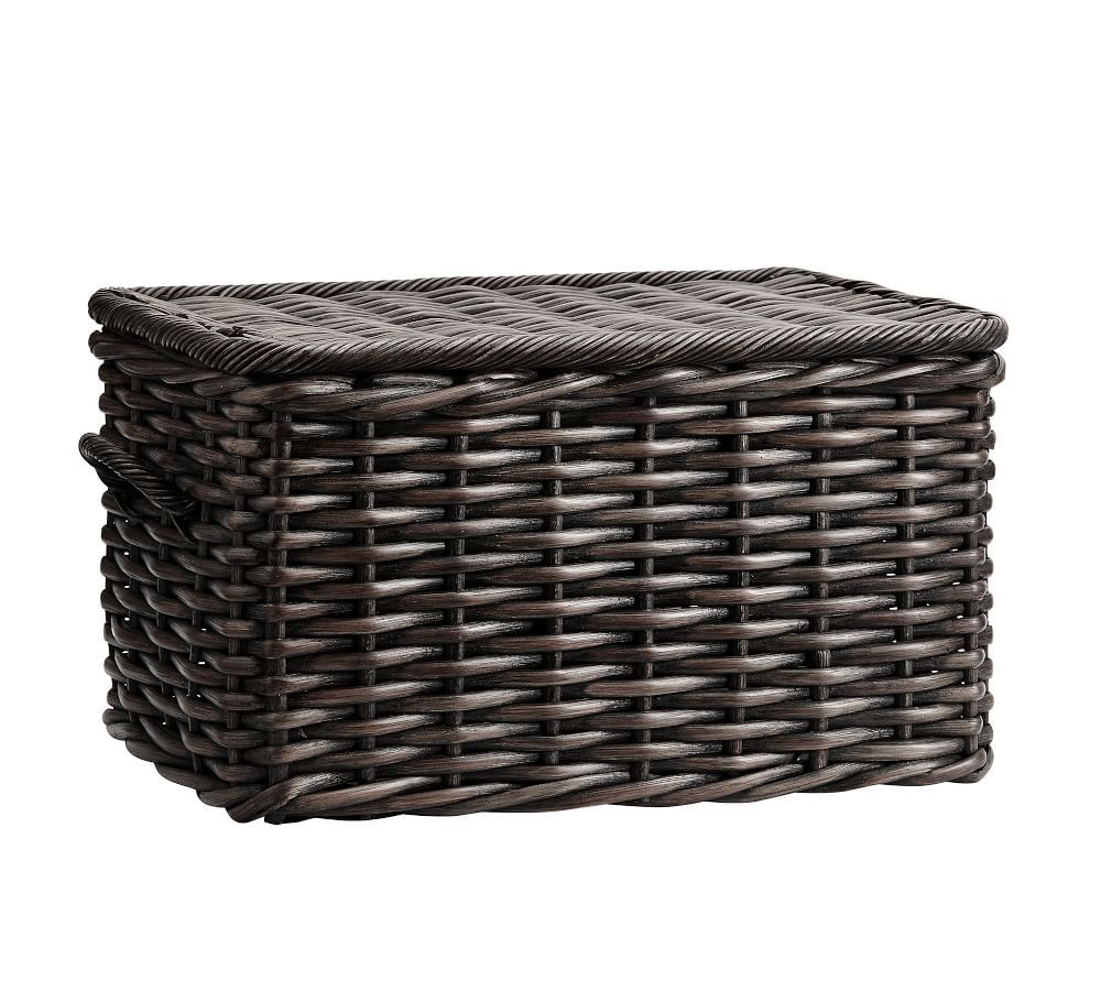 Pottery Barn Aubrey Woven Lidded Baskets Charcoal The Summit at