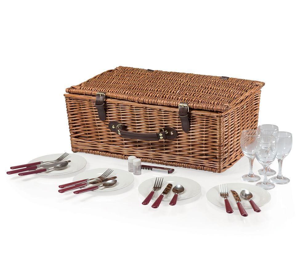 Pottery Barn Bedford Woven Picnic Basket, Set for 4 The Summit at