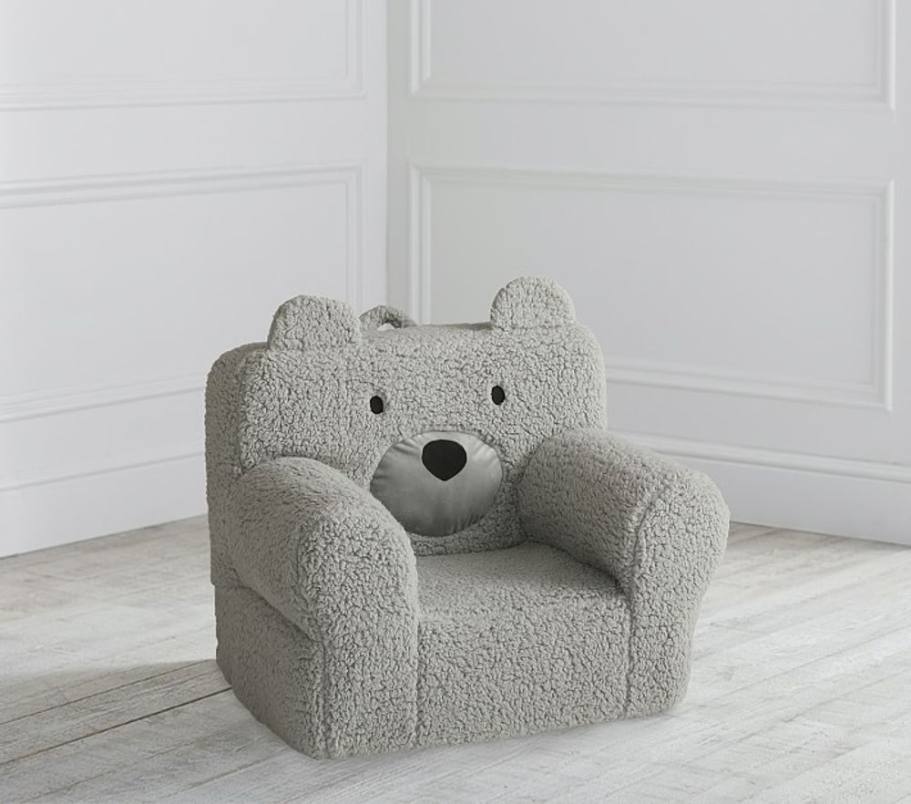 Pottery Barn Kids My First Gray Sherpa Bear Anywhere Chair