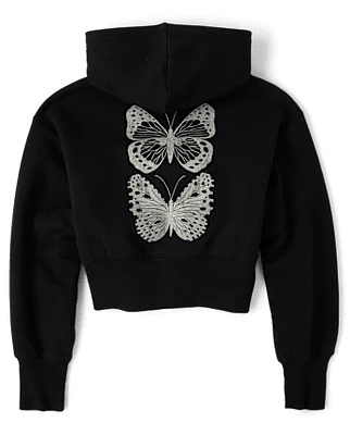 Art Class Girls Boxy Cropped Zip-Up Hoodie Sweatshirt