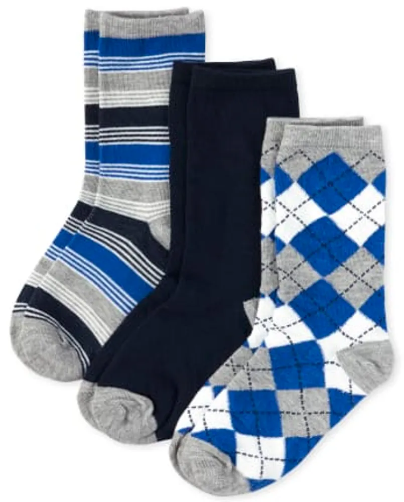 The Children s Place Boys Argyle And Striped Crew Socks 3 Pack