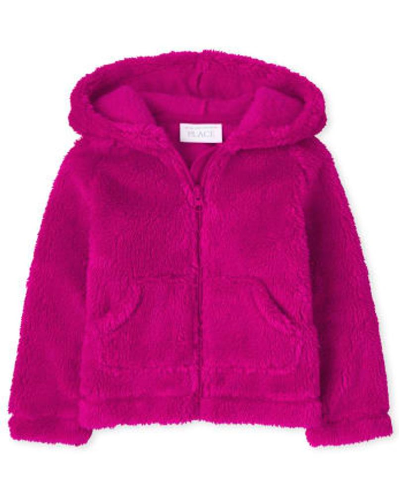 Toddler girl sherpa hoodie top