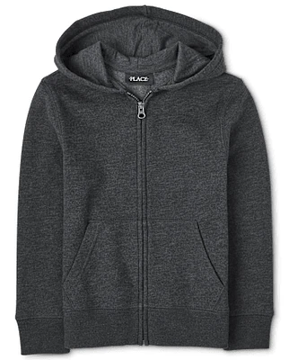 Forever 21 Men Fleece Zip-Up Hoodie in Heather Grey Large