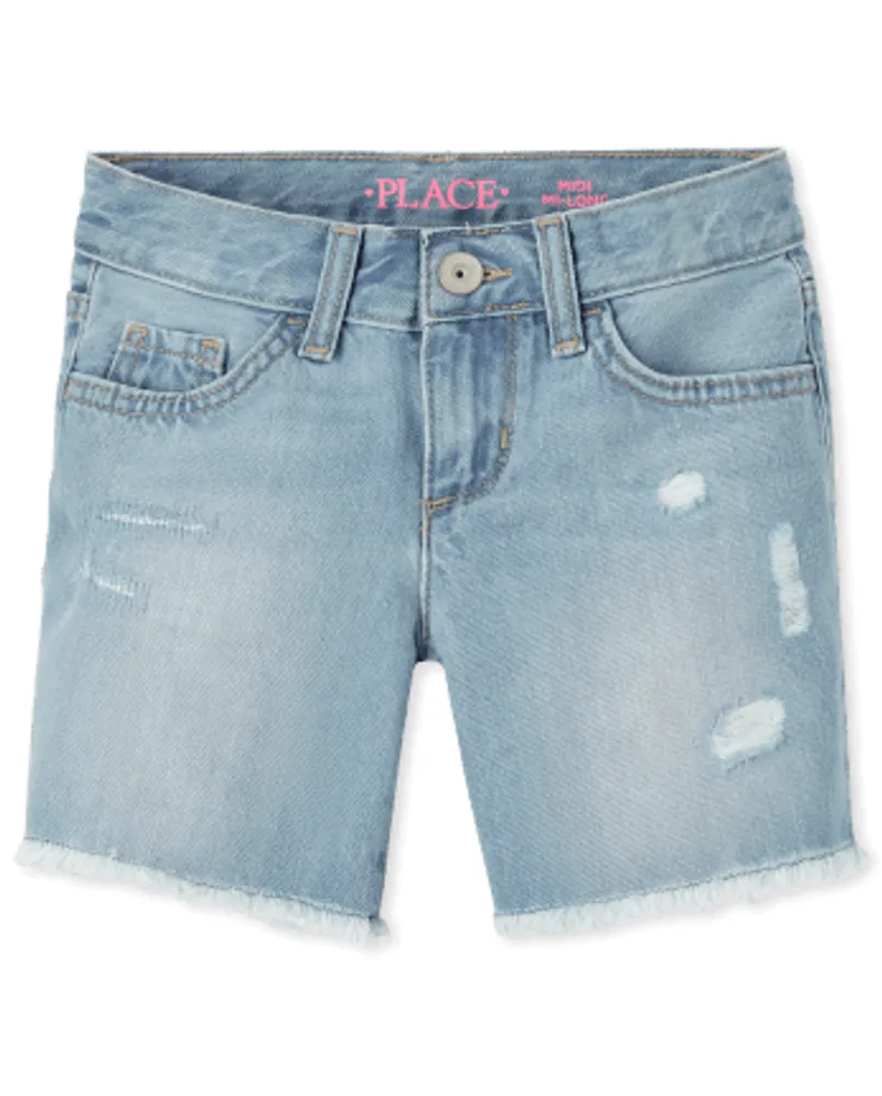 The Children s Place Girls Distressed Denim Midi Shorts Westland