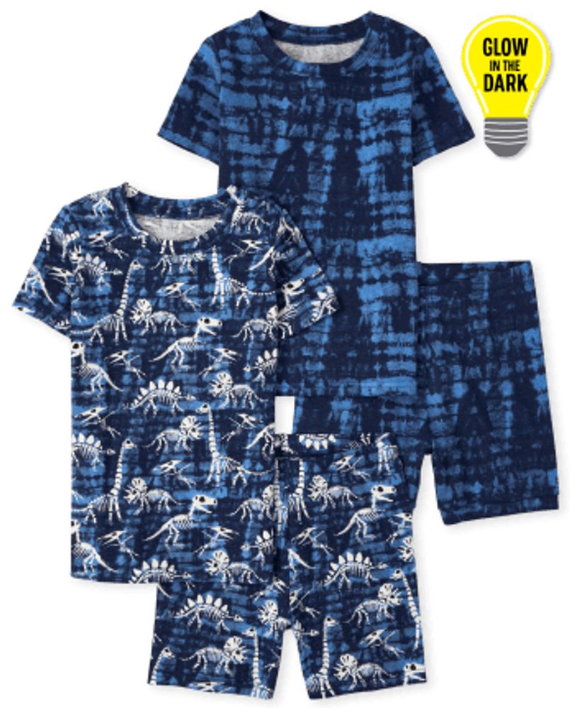 The Children s Place Boys Dino Print Glow Snug Fit Cotton Pajamas