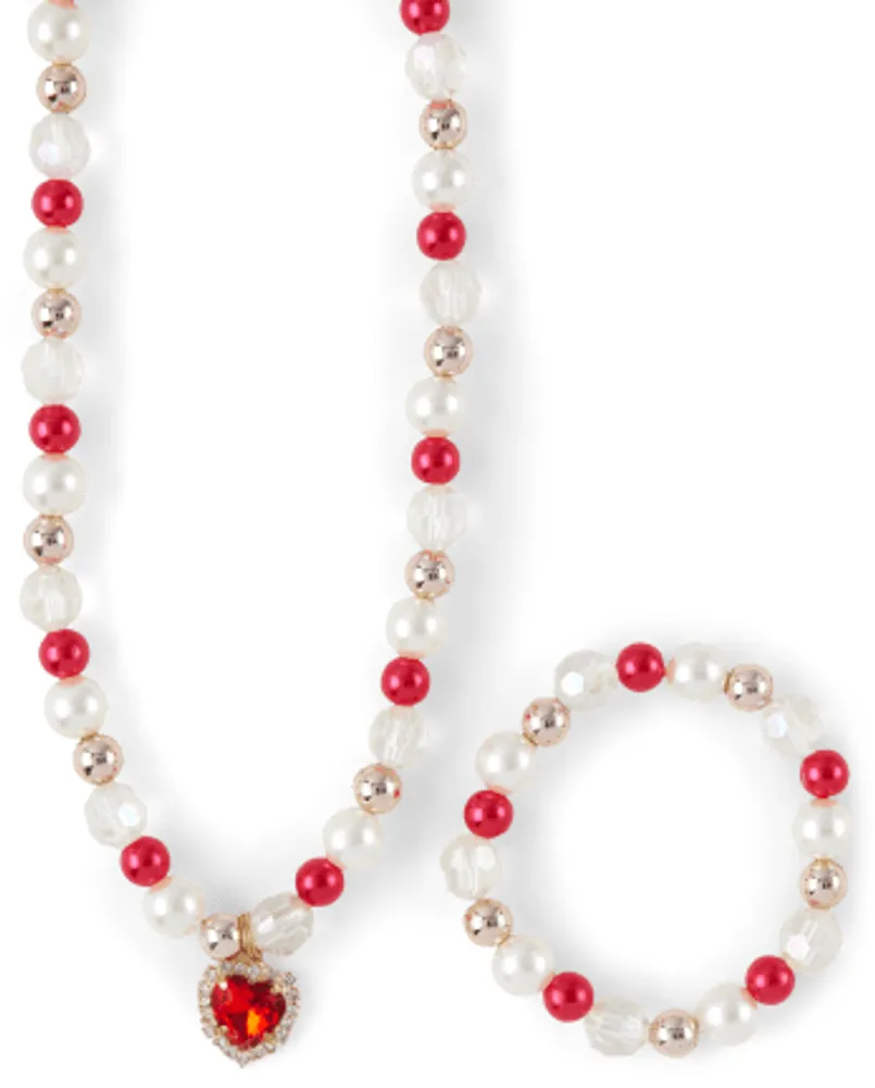 The Children s Place Girls Heart Beaded Necklace And Bracelet 2